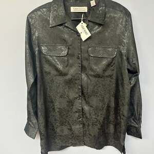 Karen Scott Women's Metallic Long Sleeve Button Up Blouse